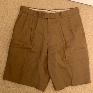 NEW Club Cabana 100% Linen Pleat Front Khaki Summer Riviera Shorts Men 36